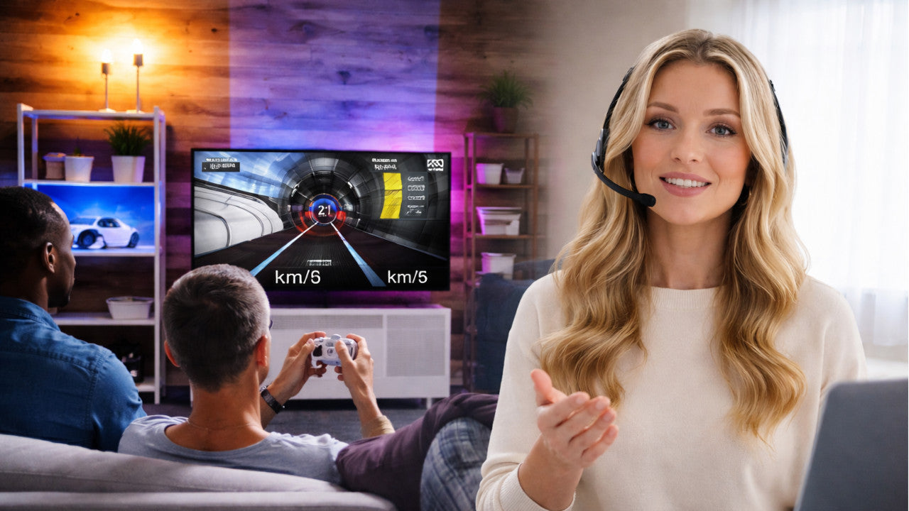 Family enjoying high speed internet at home