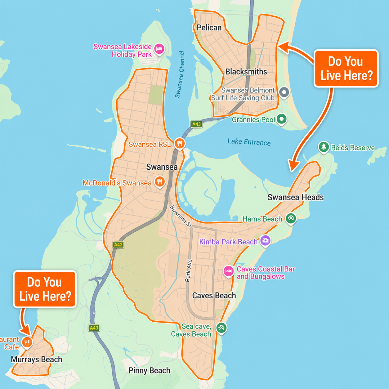 Swansea nbn Fibre Upgrade area map