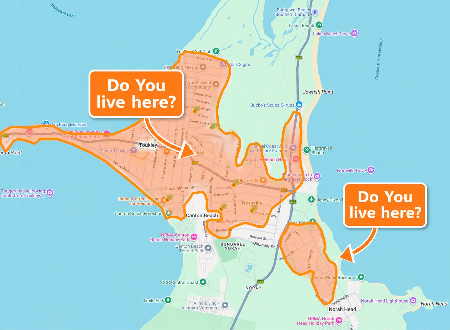 Toukley nbn Fibre Upgrade area map