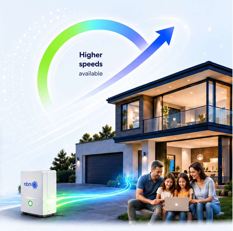 Home connected with an nbn Fibre Upgrade and higher speeds available